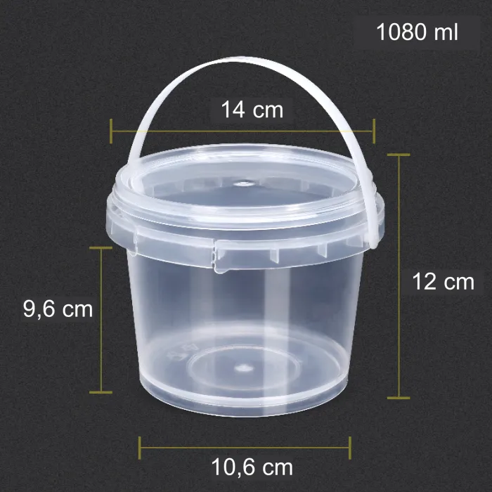 Transparentní potravinářský kbelíky s víčkem 1 080ml - 25 Ks
