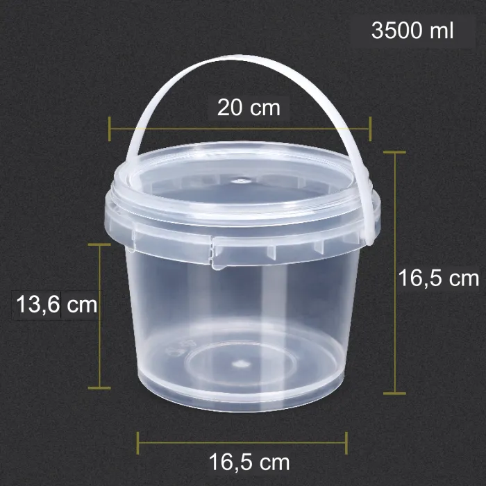 Transparentní potravinářský kbelíky s víčkem 3 500ml - 25 Ks