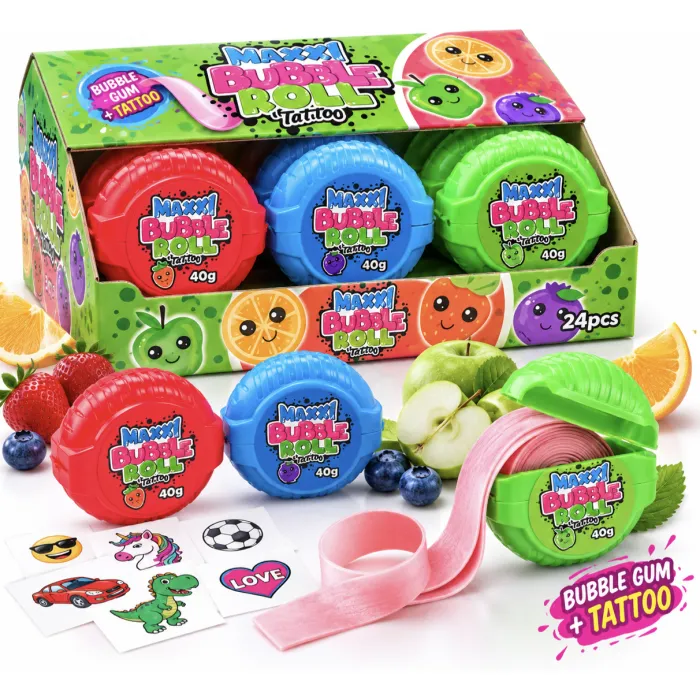 Maxxi Bubble Roll žvýkačky - mix 24 Ks