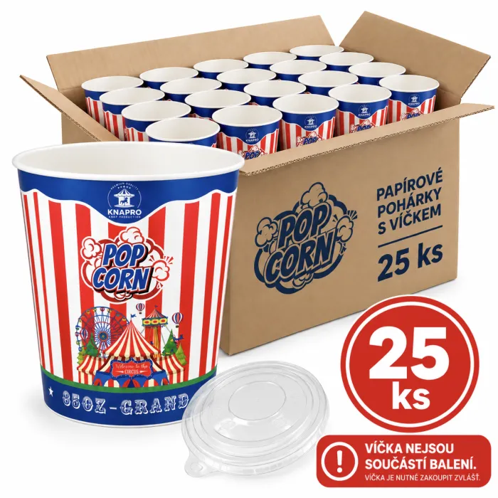 Kbelík na popcorn KNAPRO 3L - Balení - 25 Ks