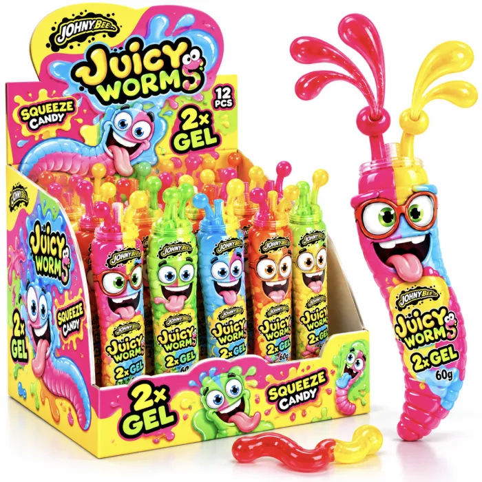 Ovocný gel Johny Bee Worms - 12 Ks