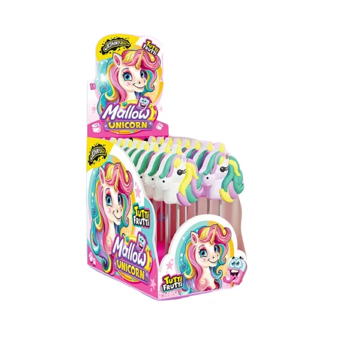 Johny Bee Mallow Unicorn - marshmallow lízátko 35 g - 18 ks