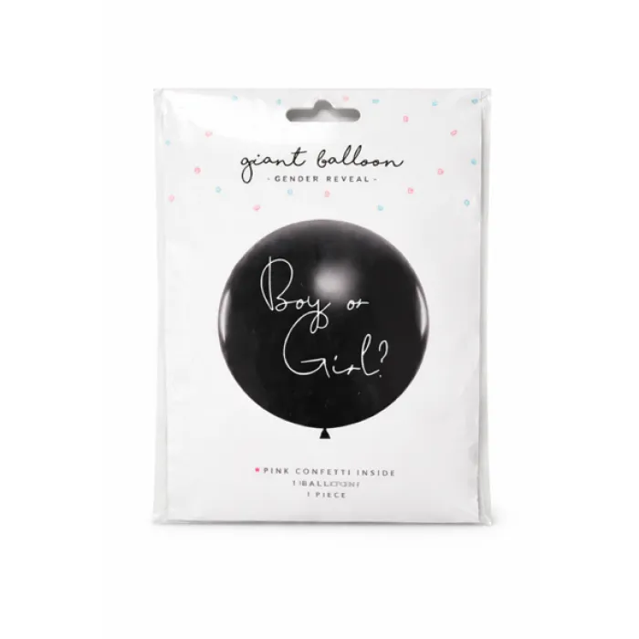 Gender Reveal obří balónek „Boy or Girl?“ – s konfetami - Gender Reveal balónek „Boy or Girl?“ – růžové konfety